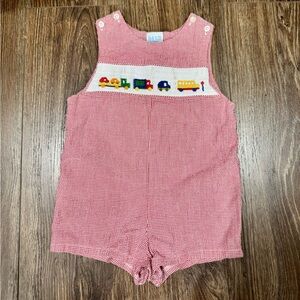 Betti Terell by Johnston Smocked Gingham Jon Jon with Train Motif 4T